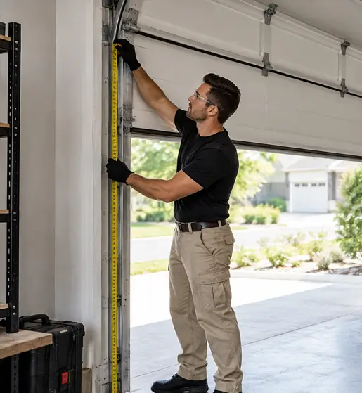 Garage door technician providing repair service