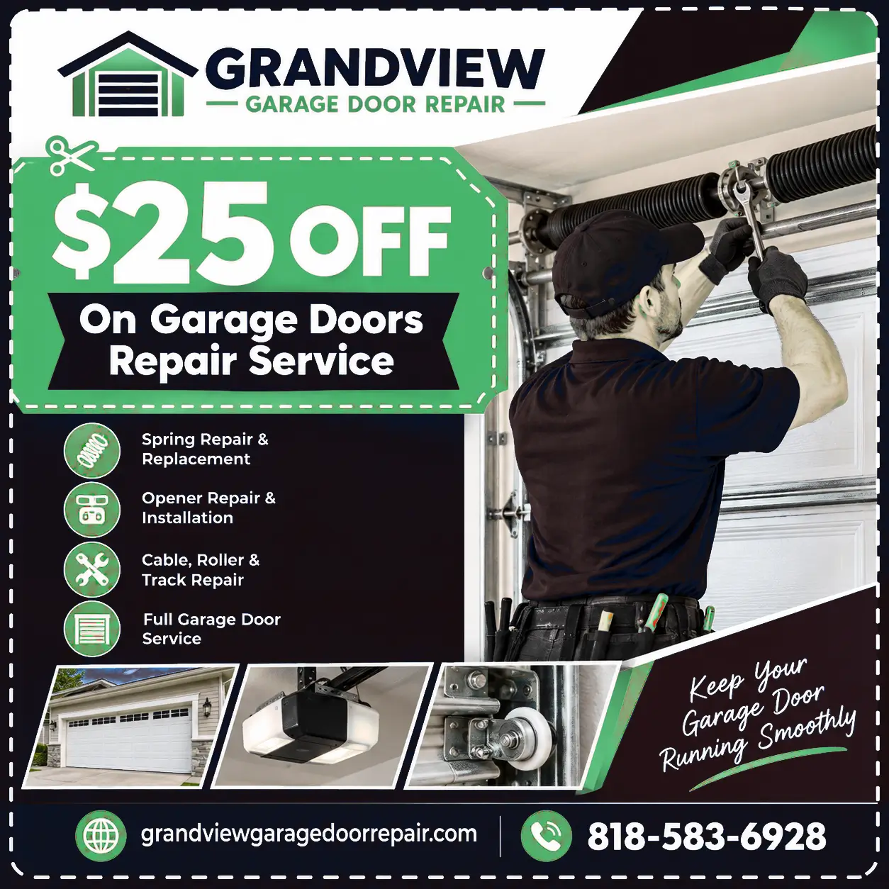 Technician working on a garage door installation